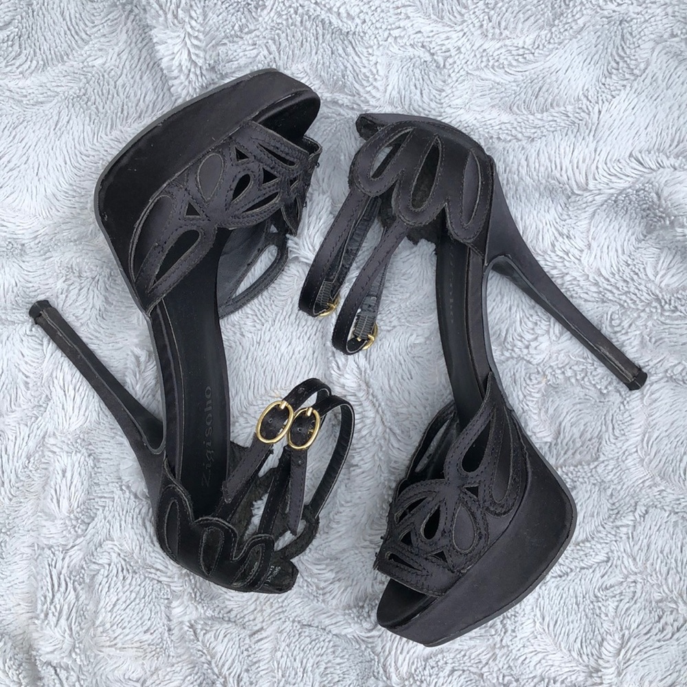 Dressy black high heel sandals